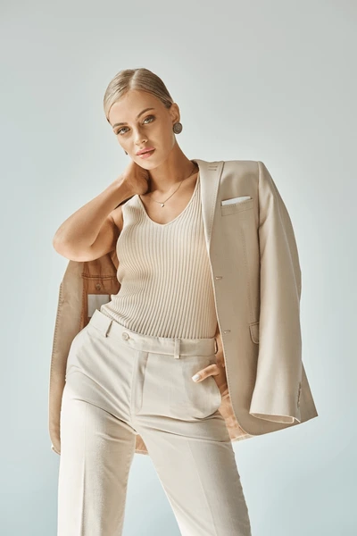 young fashion model stylish beige 600nw 2382157791